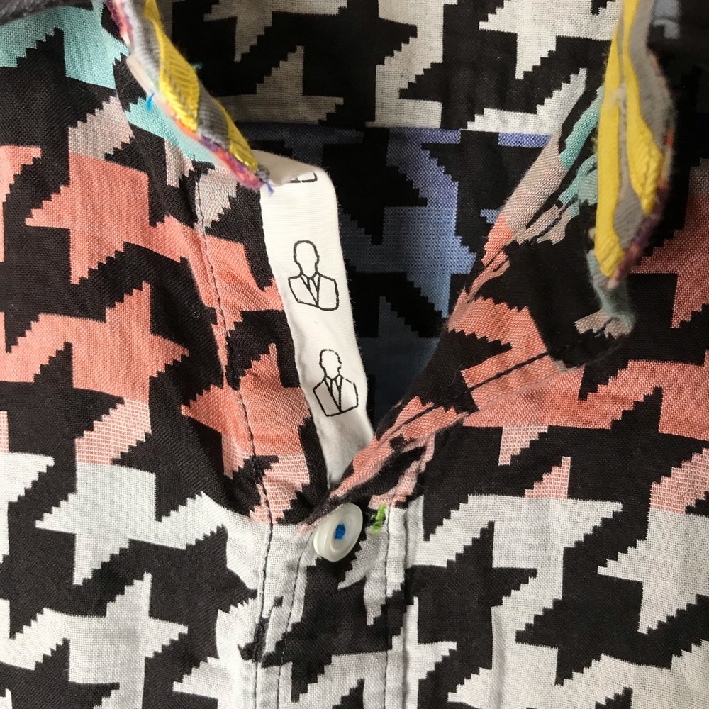 Robert Graham Multicolour Houndstooth Button Front Shirt Long Sleeve Men's Large - Picture 5 of 15